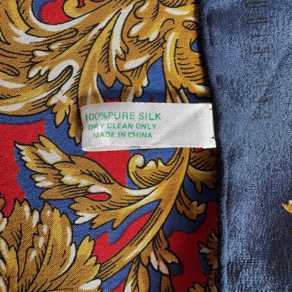 Vintage Georgiou 55 x 16 In Silk Scarf Japan Navy Red & Gold Medallion‎ Nautical - Picture 3 of 8